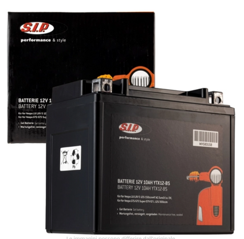 Batteria SIP YTX12-BS 12V 10AH Piaggio VESPA MOTO SCOOTER Senza Manutenzione