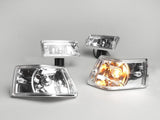 Kit frecce -BGM ORIGINAL kit da 4- Vespa PX80, PX125, PX150, PX200, T5 125cc, corpo cromato - gemma liscia / lampadine cromate