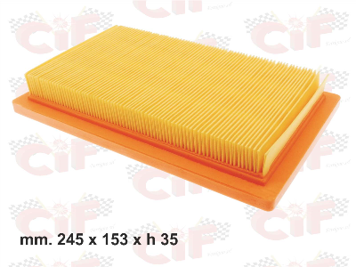 Filtro aria mm. 245 x 153 x h 35 perPORTER DIESEL 1200 (’95-’00) - PORTER PICK DIESEL 1400 (’98-’05) - PORTER VAN DIESEL 1400 (’98-’05) - PORTER D120 E5 1200 (’11-’15) - PORTER MAXXI D120 EU5 (’11-’15)