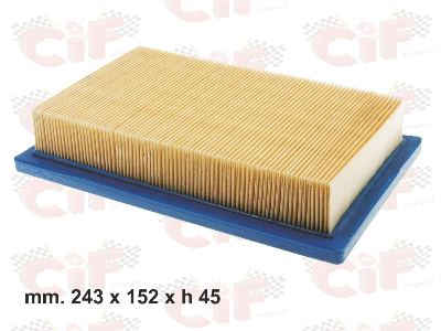 Filtro aria mm. 243 x 152 x h 45 per PORTER PICK VAN 1300 (’92-’09) - PORTER 16V PICK UP 1300 (’98-’09) - PORTER 16V VAN 1300 (’98-’07) - PORTER MAXXI - UP-DATE 1300 (’09-’10)