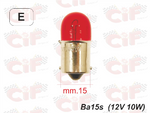 Lampadina rossa tonda 12V 10W BA15S