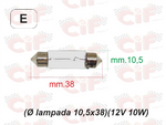 Lampadina siluro 12V 10W, misura 10x38
