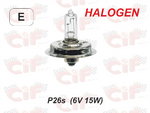 Lampadina monoluce 6V 15W P26S alogena