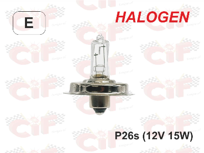 Lampadina monoluce 12V 15W P26S alogena