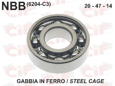 Cuscinetto NBB 6204-C3 a sfere, gabbia in ferro 20-47-14