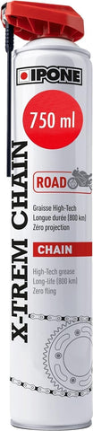 IPONE - Grasso per Catene Moto su Strada X-trem - Bottiglia spray con Diffusore Multiposizione da 750 ml - 800 km di durata - Getto preciso, senza schizzi