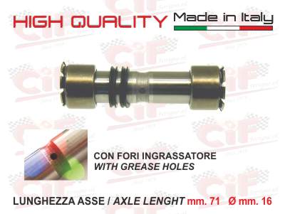 Perno sospensione anteriore completo d.16x71 mm CON FORI INGRASSATORE (COMPLETO DI N.2 ANELLINI) per APE 50