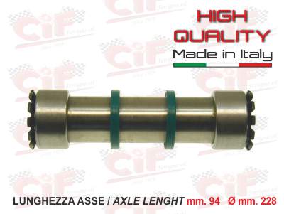 Perno sospensione anteriore completo mm.94 - ø mm. 22 MODIFICA CON FORI INGRASSATORE (COMPLETO DI 2 PARAOLI) per APE MAX 900Kg 420 ('88)
