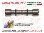 Perno sospensione anteriore completo mm.91 - ø mm. 18 MODIFICA CON FORI INGRASSATORE (COMPLETO DI N.2 ANELLINI) per APE TM 602/TM P703/P703 V /FL2 220 / TM DIESEL