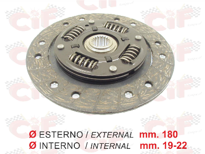 Disco frizione per Ø esterno mm. 180 , Ø interno 19 - 22 mm per PORTER DIESEL 1200 (dal ‘95)- PORTER DIESEL 1400 (dal ‘95)