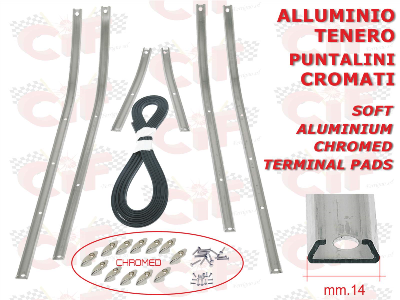 Strisce per pedana in alluminio tenero e puntalini cromati per Vespa 50L-SPECIAL-ELESTART, 90-125 PRIMAVERA-ET3