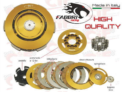 Frizione CIF by FABBRI RACING 12R "SUPER RACING" 6/12/18 molle per Vespa 50, Special, 90, 125 ET3 Primavera, PK, APE 50