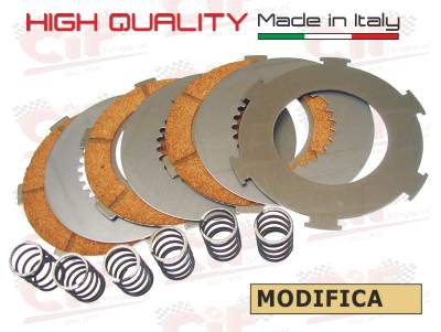 Kit serie frizione Vespa PX 125/150, GT-GTR-TS, Sprint, Sprint Veloce, Super - 7 dischi e 6 molle rinforzate