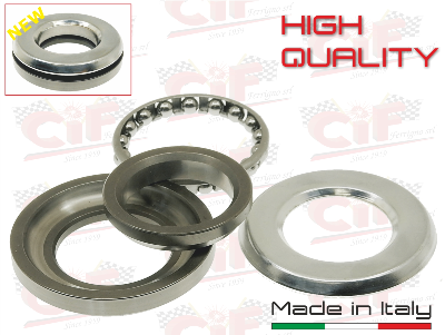 Serie calotta sterzo inferiore "HIGH QUALITY" con gabbia rulli VESPA 50 N, R, L, SPECIAL, 90, 125 VNB3T dal 061001, VNB4T..6T, SUPER, GT, GTR, TS, 150 VBB1T dal 82820, VBB2T, GL, SPRINT VLB1T, SPRINT VEL, 160GS, 180SS, 180-200 RALLY, PX-PE