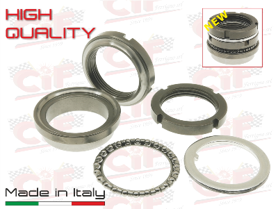 Serie calotta sterzo superiore "HIGH QUALITY" con gabbia rulli VESPA 50 N, R, L, SPECIAL, 90, 125 VNB3T dal 061001, VNB4T..6T, SUPER, GT, GTR, TS, 150 VBB1T dal 82820, VBB2T, GL, SPRINT VLB1T, SPRINT VEL, 160GS, 180SS, 180-200 RALLY, PX-PE