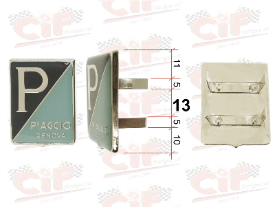 Scudetto "PIAGGIO GENOVA" smaltato con 4 graffette Vespa 125/150 dal 1953 al 1956