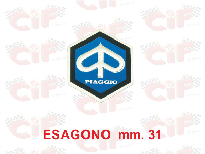 Scudetto piaggio esagonale medio 31mm adesivo - Vespa PX 125/150/200, PK