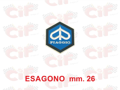 Scudetto piaggio esagonale piccolo 26mm adesivo - Vespa 50 dal 1968, 125 Primavera-ET3, 125 GT-GTR-TS, 150 Sprint Vel., 180-200 Rally