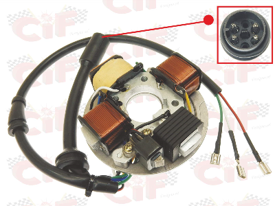 Statore completo Vespa PK50S senza avviamento elettrico, 4 poli sullo spinotto
