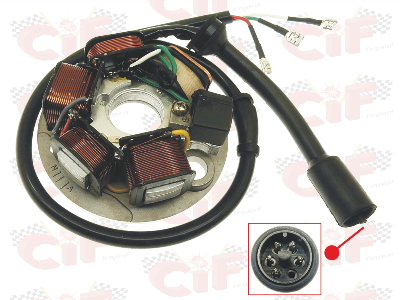 Statore completo VESPA PK 50/125- APE FL/FL2/FL3-RST MIX 50, connettore a 5 cavi, 3 fili con faston