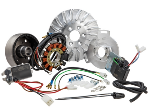 Accensione elettronica SIP PERFORMANCE by VAPE, SPORT, per Lambretta LI/LIS/SX/TV, volano ca.: 1660g in alluminio CNC, cono 21mm, 9 bobine, 12 magneti, 12V, DC 110 watt, anticipo variabile