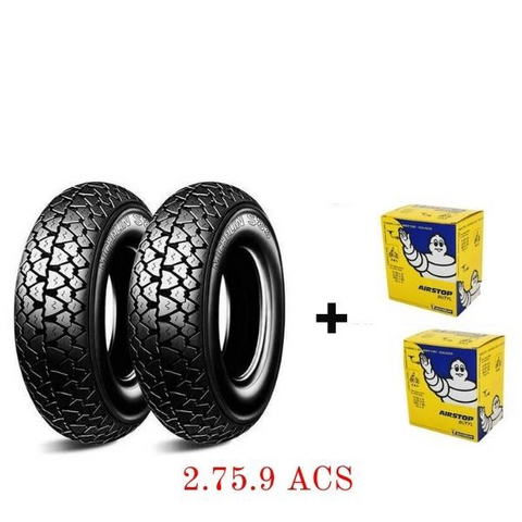 Coppia Pneumatici + Camere d'aria Michelin 2 75 9  S83 Vespa * N L R SPECIAL