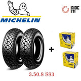 Coppia Pneumatici + Camere d'aria Michelin 3 50 8 S83 Vespa * VNB VNA VL VBB SUPER