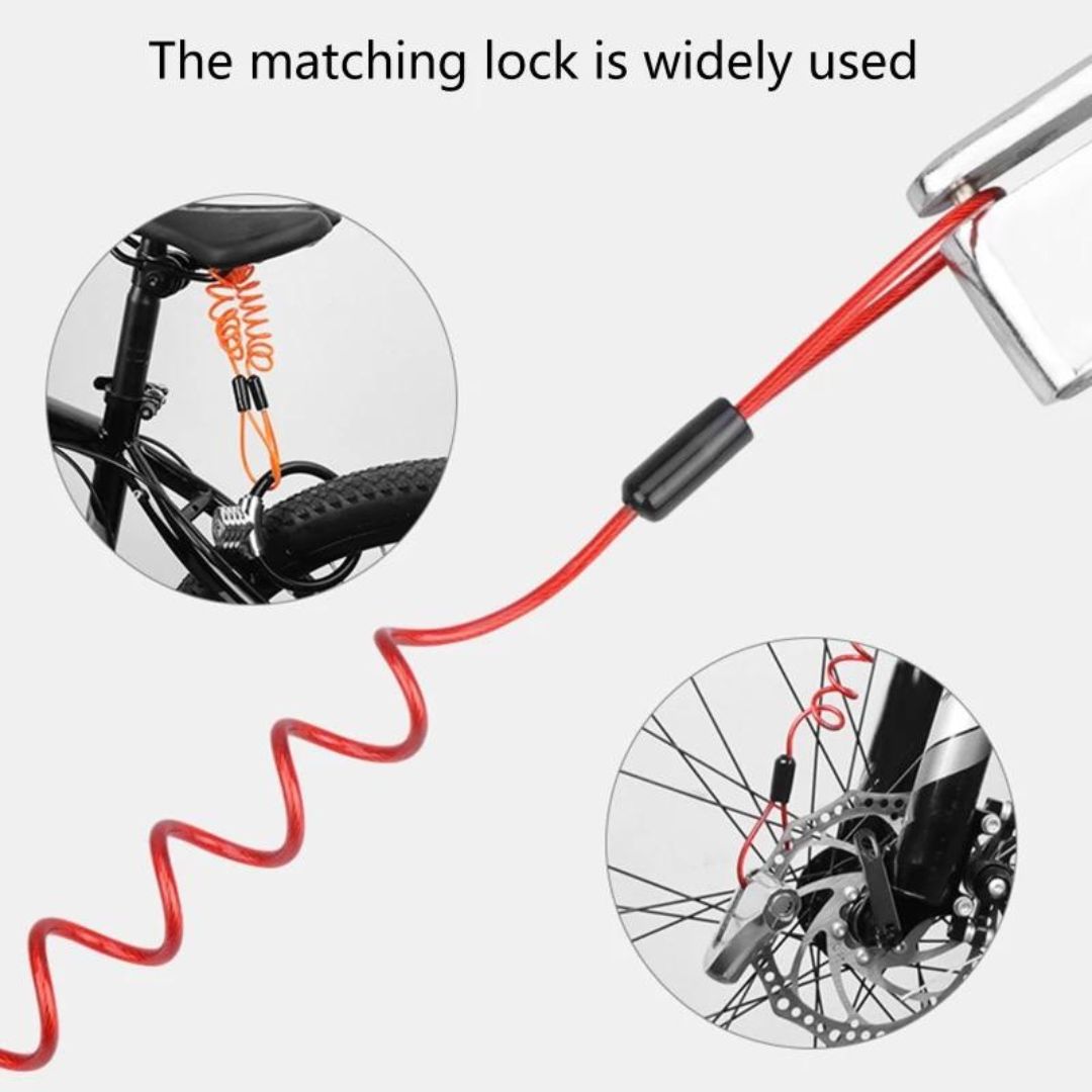 Câble Antivol Acier 4mm + Cadenas – 150 Cm – Pour Casques Moto, Vélos, équipements – Neuf