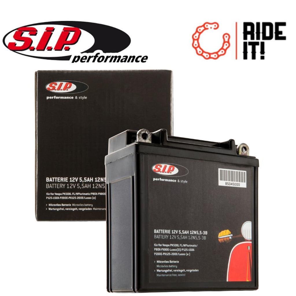 RIDEIT  SIP 85045000 Batteria 12V 5.5AH 12N5,5-3B vespa pk xl hp fl px pe  lambretta – RIDEITSTORE