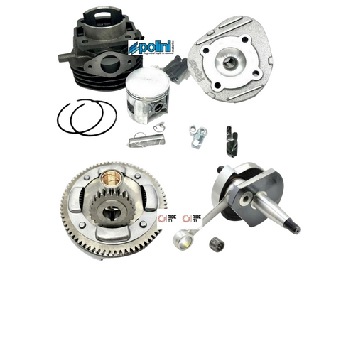 KIT Cilindro 55 102cc POLINI + ALBERO MOTORE Anticipato + Campana frizione  24 72 VESPA 50 SPECIAL PK S CONO 19