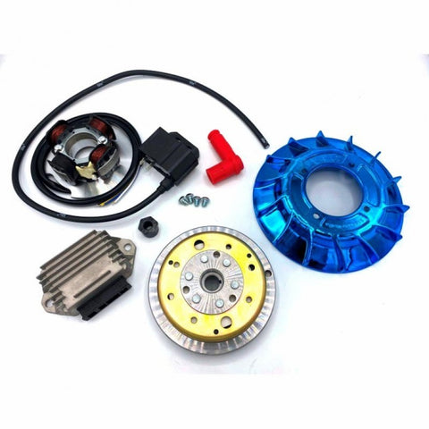 Accensione elettronica VMC cono 20mm, 1,5kg, Vespa Smallframe - volano integrale e ventola 14 alette blu