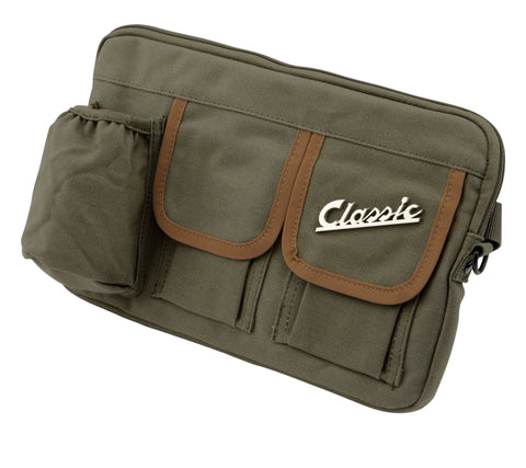 Borsa Portaoggetti Verde oliva in canvas Sip Sportello Bauletto Anteriore Per Vespa e Lambretta