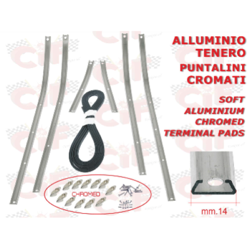 Strisce per pedana in alluminio tenero e puntalini cromati per Vespa 50L-SPECIAL-ELESTART, 90-125 PRIMAVERA-ET3