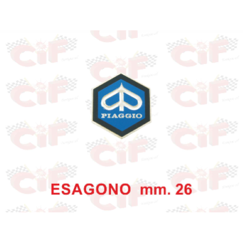 Scudetto piaggio esagonale piccolo 26mm adesivo - Vespa 50 dal 1968, 125 Primavera-ET3, 125 GT-GTR-TS, 150 Sprint Vel., 180-200 Rally