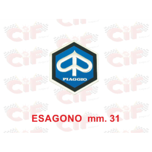 Scudetto piaggio esagonale medio 31mm adesivo - Vespa PX 125/150/200, PK