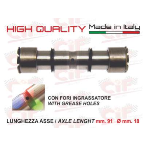 Perno sospensione anteriore completo mm.91 -   mm. 18 MODIFICA CON FORI INGRASSATORE (COMPLETO DI N.2 ANELLINI) per APE TM 602/TM P703/P703 V /FL2 220 / TM DIESEL