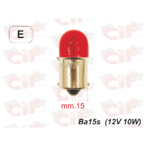 Lampadina rossa tonda 12V 10W BA15S