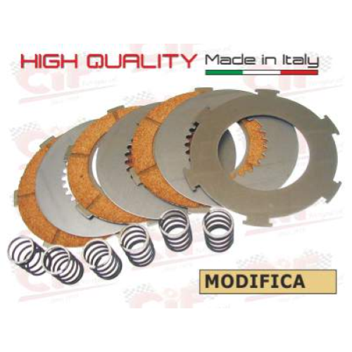 Kit serie frizione Vespa PX 125/150, GT-GTR-TS, Sprint, Sprint Veloce, Super - 7 dischi e 6 molle rinforzate