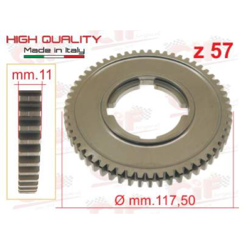 Ingranaggio 1  marcia Z57, H:11mm Vespa 180/200 RALLY, PX-PE