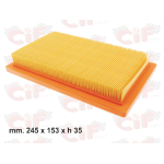 Filtro aria mm. 245 x 153 x h 35 perPORTER DIESEL 1200 ( 95- 00) - PORTER PICK DIESEL 1400 ( 98- 05) - PORTER VAN DIESEL 1400 ( 98- 05) - PORTER D120 E5 1200 ( 11- 15) - PORTER MAXXI D120 EU5 ( 11- 15)