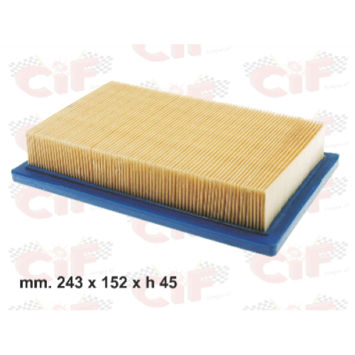 Filtro aria mm. 243 x 152 x h 45 per PORTER PICK VAN 1300 ( 92- 09) - PORTER 16V PICK UP 1300 ( 98- 09) - PORTER 16V VAN 1300 ( 98- 07) - PORTER MAXXI - UP-DATE 1300 ( 09- 10)