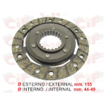 Disco frizione per   esterno mm. 155,  interno 44 - 49 mm per APE TMP 703 / 703V DIESEL 420 ( 87  01) - APE CAR MAX DIESEL 420 ( 86- 96) - POKER BENZINA E DIESEL 420 ( 93- 97)