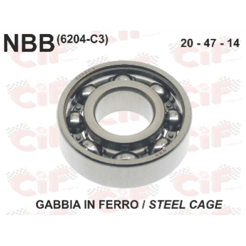Cuscinetto NBB 6204-C3 a sfere, gabbia in ferro 20-47-14