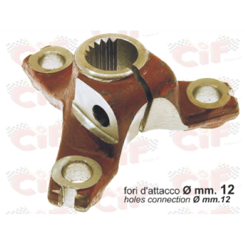 Crociera semiasse con fori fissaggio   mm.12 per APE POKER Benzina 420('93),Diesel 420 ('93-'97) - APE MAX Diesel-CAR P2-P3 220('78-'86)--QUARGO Diesel 750 ('04-''06)