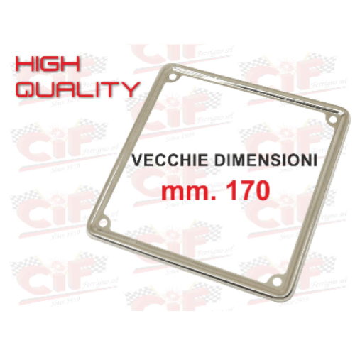 Cornice porta targa cromata motocicli,moto d'epoca,vespa,lambretta,170x170 mm