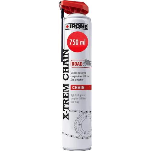 IPONE - Grasso per Catene Moto su Strada X-trem - Bottiglia spray con Diffusore Multiposizione da 750 ml - 800 km di durata - Getto preciso, senza schizzi
