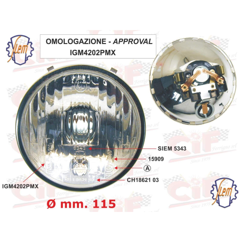 Faro Fanale Anteriore In Vetro Siem Vespa 125 ET3 Primavera Portalampada