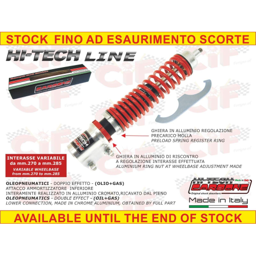 AMMORTIZZATORE ANTERIORE CARBONE HI TECH PER VESPA GT 125 200 GTV GTS 12 250 300