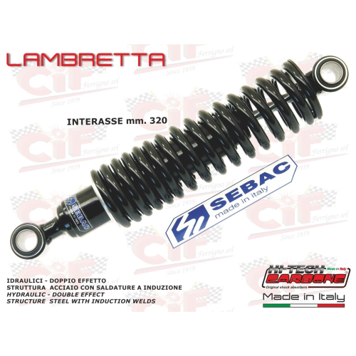 AMMORTIZZATORE POSTERIORE CARBONE VERSIONE ORIGINALE PER LAMBRETTA LI 2 SERIE