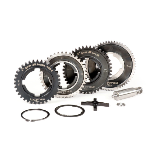 Ingranaggi cambio (solo marce) -BGM PRO- Vespa PX PE (-1984) - PX125 (VNX1T, 146314-VNX2T, 232052), PX150 (VLX1T 264565-624601), PX200 (VSX1T, -315266), Rally180 (VSD1T), Rally200 (VSE1T) - 12/57, 13/42, 17/38, 21/35 denti - rapporti originali